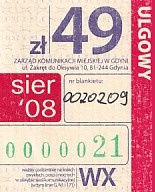 Communication of the city: Gdynia (Polska) - ticket abverse. bardzo niski numer seryjny