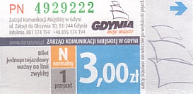 Communication of the city: Gdynia (Polska) - ticket abverse. <IMG SRC=img_upload/_0wymiana2.png>
