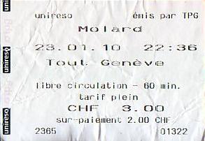 Communication of the city: Genève (Szwajcaria) - ticket abverse. 