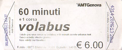 Communication of the city: Genova (Włochy) - ticket abverse. 