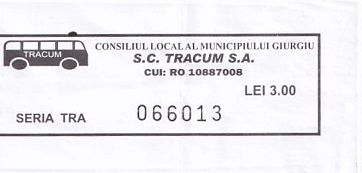 Communication of the city: Giurgiu (Rumunia) - ticket abverse.