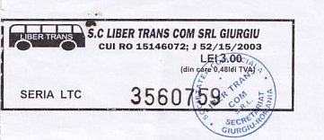 Communication of the city: Giurgiu (Rumunia) - ticket abverse