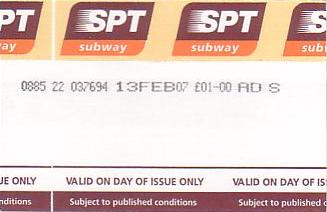 Communication of the city: Glasgow (Wielka Brytania) - ticket abverse