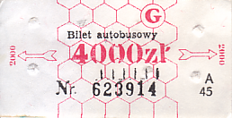 Communication of the city: Gliwice (Polska) - ticket abverse