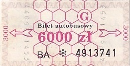 Communication of the city: Gliwice (Polska) - ticket abverse