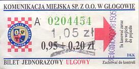 Communication of the city: Głogów (Polska) - ticket abverse. <IMG SRC=img_upload/_przebitka.png alt="przebitka">
