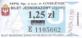 Communication of the city: Gniezno (Polska) - ticket abverse. <IMG SRC=img_upload/_0wymiana2.png>