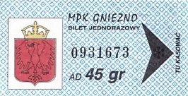 Communication of the city: Gniezno (Polska) - ticket abverse. 