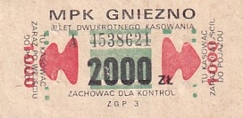 Communication of the city: Gniezno (Polska) - ticket abverse. 