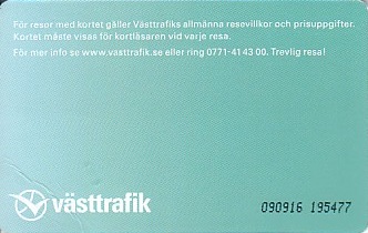 Communication of the city: Göteborg (Szwecja) - ticket reverse
