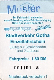 Communication of the city: Gotha (Niemcy) - ticket abverse