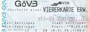 Communication of the city: Göttingen (Niemcy) - ticket abverse