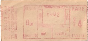 Communication of the city: Great Yarmouth (Wielka Brytania) - ticket abverse.