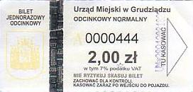 Communication of the city: Grudziądz (Polska) - ticket abverse. fajny numer :)