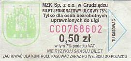 Communication of the city: Grudziądz (Polska) - ticket abverse. 