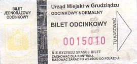 Communication of the city: Grudziądz (Polska) - ticket abverse