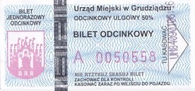 Communication of the city: Grudziądz (Polska) - ticket abverse