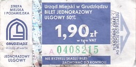 Communication of the city: Grudziądz (Polska) - ticket abverse