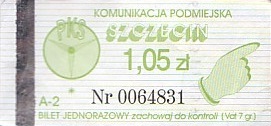 Communication of the city: Gryfino (Polska) - ticket abverse