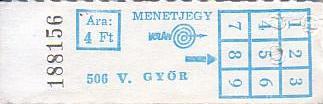 Communication of the city: Győr (Węgry) - ticket abverse
