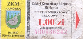 Communication of the city: Hajnówka (Polska) - ticket abverse