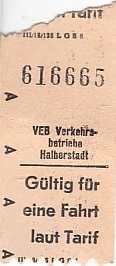 Communication of the city: Halberstadt (Niemcy) - ticket abverse