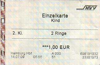 Communication of the city: Hamburg (Niemcy) - ticket abverse. 