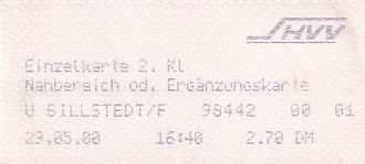 Communication of the city: Hamburg (Niemcy) - ticket abverse