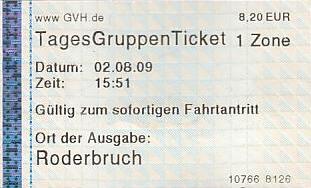 Communication of the city: Hannover (Niemcy) - ticket abverse. 