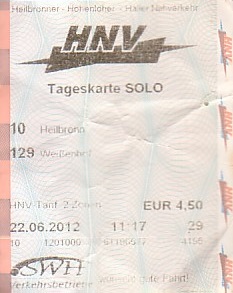 Communication of the city: Heilbronn (Niemcy) - ticket abverse