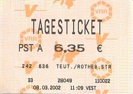 Communication of the city: Herten (Niemcy) - ticket abverse. 