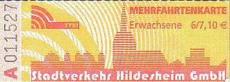 Communication of the city: Hildesheim (Niemcy) - ticket abverse. 