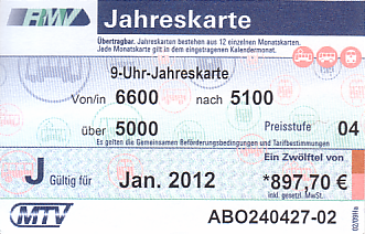 Communication of the city: Hofheim am Taunus (Niemcy) - ticket abverse