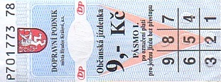 Communication of the city: Hradec Králové (Czechy) - ticket abverse