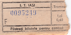 Communication of the city: Iaşi (Rumunia) - ticket abverse. 