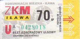 Communication of the city: Iława (Polska) - ticket abverse. nr 2000 w kolekcji (Paweł)
