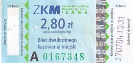 Communication of the city: Iława (Polska) - ticket abverse. 