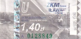 Communication of the city: Iława (Polska) - ticket abverse. okolicznościowy
715 lat miasta