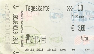 Communication of the city: Inglostadt (Niemcy) - ticket abverse