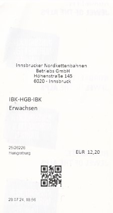 Communication of the city: Innsbruck (Austria) - ticket abverse