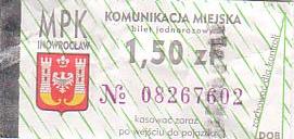 Communication of the city: Inowrocław (Polska) - ticket abverse. 
