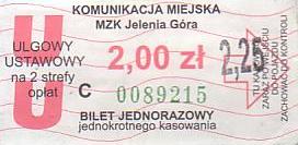 Communication of the city: Jelenia Góra (Polska) - ticket abverse. <IMG SRC=img_upload/_przebitka.png alt="przebitka">