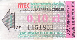 Communication of the city: Jastrzębie Zdrój (Polska) - ticket abverse. <IMG SRC=img_upload/_pasekIRISAFE6.png alt="pasek IRISAFE"><IMG SRC=img_upload/_0wymiana2.png>
