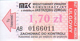 Communication of the city: Jastrzębie Zdrój (Polska) - ticket abverse. <IMG SRC=img_upload/_pasekIRISAFE6.png alt="pasek IRISAFE">