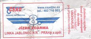 Communication of the city: Jablonec nad Nisou (Czechy) - ticket reverse