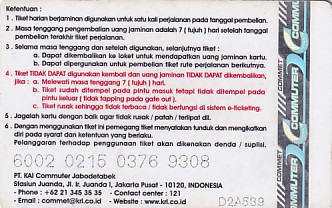 Communication of the city: Jakarta (Indonezja) - ticket reverse