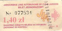 Communication of the city: Jarocin (Polska) - ticket abverse