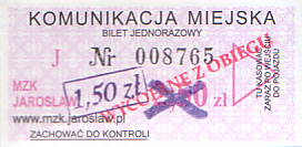 Communication of the city: Jarosław (Polska) - ticket abverse. <IMG SRC=img_upload/_przebitka.png alt="przebitka">