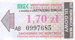 Communication of the city: Jastrzębie Zdrój (Polska) - ticket abverse. <IMG SRC=img_upload/_pasekIRISAFE1.png alt="pasek IRISAFE"><IMG SRC=img_upload/_0wymiana1.png>