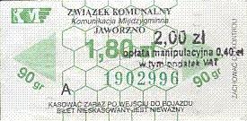 Communication of the city: Jaworzno (Polska) - ticket abverse. <IMG SRC=img_upload/_przebitka.png alt="przebitka">